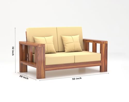 Image of Sheesham Wooden 4 Seater Sofa for Living Room | Solid Wood Sofa | Rosewood Sofa Set for Home & Office | Lounge (Natural, 2+2 Seater)
