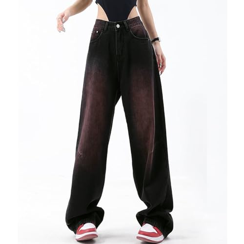 Baggy Jeans for Women,Y2K High Street Low Rise Boyfriend Vintage Pants,Aesthetic Streetwear Hiphop Clothing Teen Girls(Black #4, XL)2