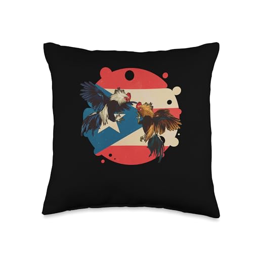 Puerto Rico Flag Cockfighter Game Fowl Cockfighting Rooster Throw Pillow -  merch_template, CG6SA3RJ3A1US_16X16
