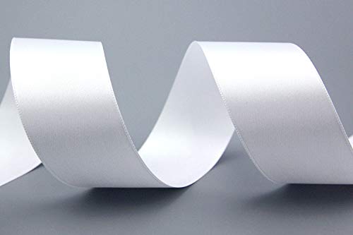 finemark 25 m x 40 mm Satin Ribbon White (601) Double-Sided Satin Ribbon Without Wire Soft and Shiny Gift Ribbon Decorative Ribbon Double Face Decorative Ribbon Decorating Crafts - Image 3