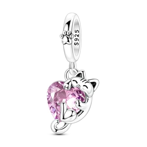 Cat Charm Fit for Pandora Bracelet 925 Sterling Silver Charms for Women Bracelets Hypoallergenic Original Bead Gift for Her