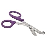 HTI Trauma Shears 7.25' All-Purpose Stainless Steel Paramedic, ER Nurse, EMT, EMS, First Responder Tactical Scissors with Serrated Blade for Outdoor Camping Rescue Tool (Purple Handle)