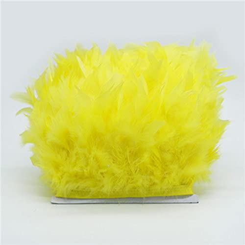ESH7 Yellow Turkey Feathers for Crafts Width 4-6 inches Clothing Decoration Craft Feather Fringe Trim Clothing Accessories per Pack of 2 Yards