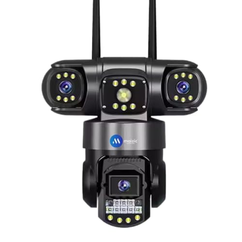 Image of Maizic Smarthome Batman 4G SIM 3-in-1 CCTV Camera (3 * 5MP) | Full HD 360 Degree Pan-Tilt | Triple Lens & Screen | 2-Way Talk | Dual Side Cameras (180 Degree Rotation) | Home Security Camera