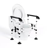 Toilet Safety Rails for Seniors，Toilet Safety Frame & Rail，Handrail Toilet Bars with Adjustable Height & Width，Fits Most Toilet Seats, 220lbs Capacity