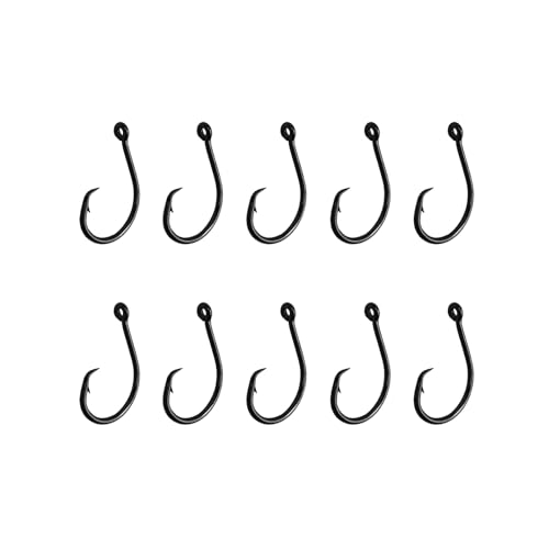 10 anzuelos circulares de acero de alto carbono, anzuelos de pesca de garra de águila, ganchos de pesca de agua dulce y salada para atún, bagre, lubina (1/0)