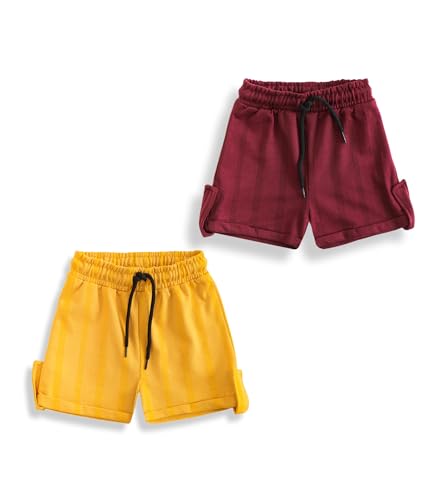 Image of YUV Multicolor Solid Cotton Blend Shorts for Girls, Pack of 2