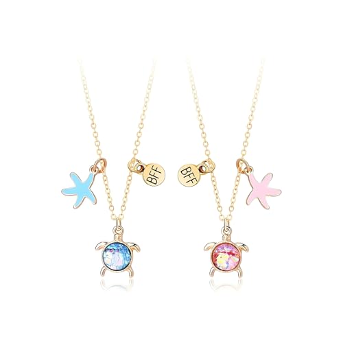 MIFYNN 2Pcs BFF Necklace for Best Friend Friendship Necklaces set Starfish Turtle Dolphin Matching Necklaces Best Friends Jewelry Gifts for Sister Bestie (Starfish)