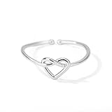 Heart Knot Ring Gold Infinity Ring Stainless Steel Women Small Friendship Rings Minimalist Gold Open Design Infinity Wedding Band For Women (Silver)