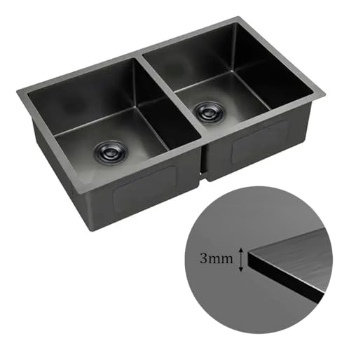 Cuba Dupla Inox Preta Inox 75x41 + Torneira monocomando luxo