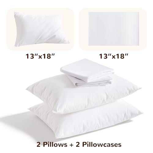 Image of NTBAY 2 Pack Pillows with Stain Pillowcases, Soft Cotton Down Alternative 14x20 Envelope Pillows for Sleeping in Crib Bed - Machine Washable - Breathable Travel Pillow, Purple