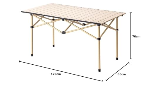 Image of Foldable Camping Table for Outdoor Picnic & Travel | Portable Lightweight Aluminium Folding Table for Camping, BBQ, Garden, Patio & Beach Use | Compact Roll-Up Picnic Table (120 CM)