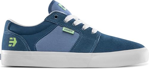 Image of Etnies Barge LS - Classic Skate Look, Slim Vulcanized Silhoutte, Hefty Armored Collar, Reinforced Vulc - Green /Blue - 6