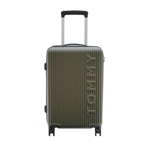 Image of Tommy Hilfiger Cabin Hard Luggage Empire X - Olive | Carry-On Trolley Bag with TSA Lock | 360 Spinner Double Wheels | Telescopic Handle | Polycarbonate Shell Suitcase | 57cm | 35L Capacity