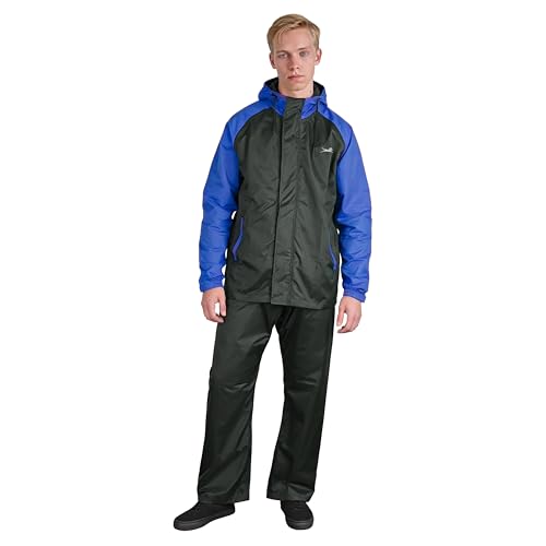 Image of TVS Dual Tone Waterproof Rainsuit for Men & Women | 10,000 MM Waterproof | Adjustable Hood, Reflective Branding, Contrast Sleeves | Lightweight Rain Suit for Motorcycle & Outdoor Use