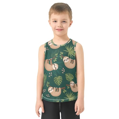 J JOYSAY Plants Sloth Leaves Green Boys Tank Top Sleeveless Muscle Shirts Quick Dry Workout Active Sport Kids T-Shirts 3-15T2