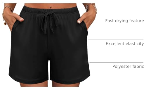 Image of Ekouaer Pajama Shorts for Women Soft Comfy Lounge Shorts Drawstring Pj Shorts Short Pajama Bottoms with Pockets S-XXL
