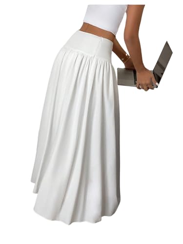 GORGLITTER Women's Flowy Long Skirt High Waist Flared A Line Maxi Skirts Trendy 2025