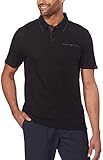 English Laundry Mens Honeycomb Pique Knit Polo (Black, Medium)
