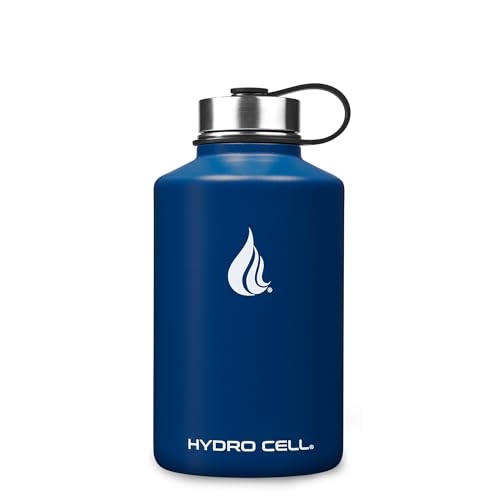 Image of HYDRO CELL Stainless Steel Insulated Water Bottle with Straw - For Cold & Hot Drinks - Metal Vacuum Flask with Screw Cap and Modern Leakproof Sport Thermos for Adults (Navy 64oz)