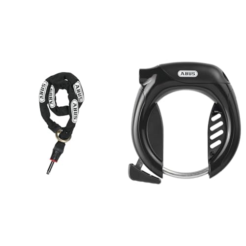 ABUS Rahmenschloss-Einsteckkette – Adaptor Chain 2.0 8KS & Rahmenschloss PRO TECTIC 4960 NR - Fahrradschloss zur Befestigung am Rahmen des Fahrrads - 8,5 mm - ABUS Sicherheitslevel 7 - Schwarz