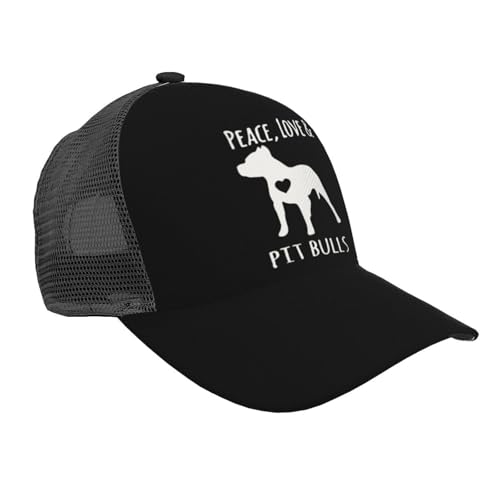 ANG Love and Pit Bulls Mesh Baseball Cap - Classic Adjustable Peaked Cap, Trucker Hat for Men and Women