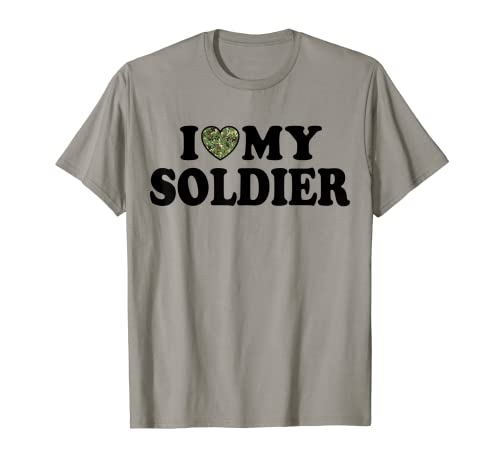 I Love My Soldier Army Multicam Camuflaje Corazón Blanco Camiseta