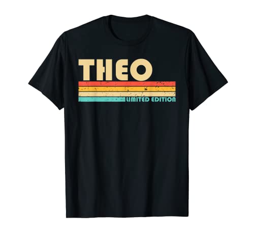 THEO Name Personalizado Divertido Retro Vintage Cumpleaños Camiseta