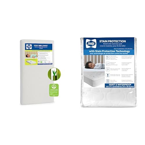 Bundle of Sealy Baby Cozy Brilliance Breathable Crib Mattress + Sealy Baby Stain Protection Waterproof Fitted Crib Mattress Pad