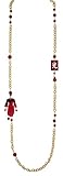 Made in Italy Lebole Gioielli Collana Kimono Plexi Piccolo Specchio E Seta Rubino
