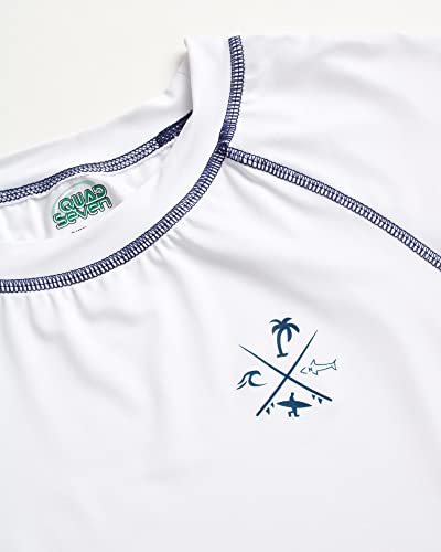 Quad Seven Boys Swim Shirt - Quick Dry Sun Protection Short Sleeve Rash Guard for Boys Surf Youth Kids Swimwear (Sizes: 5-18)3