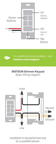 Insteon Smart Dimmer 6-Button Keypad, Keypadlinc In-Wall Controller, 2334-232 (White) - Insteon Hub Required For Voice Control With Alexa & Google Assistant #TOP5