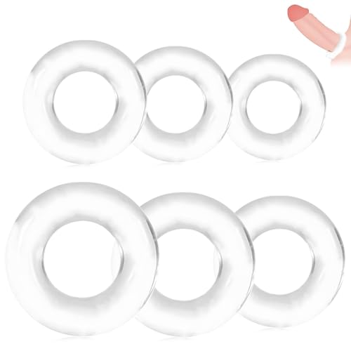 GNALIA Cock Ring 6 Pezzi 6 Dimensioni, Anello Pene Silicone Trasparente 1.3-2.5Cm Diametro Interno, Per Uomini Coppie Forte Erezione