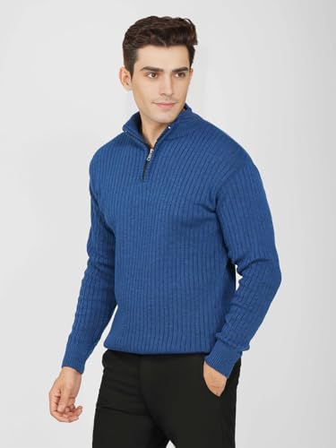 Image of LOQUE Men's Wool Blend Selection Sweater Half Zip High Neck Pullover Warm Casual Winter Wear for Office and Travel