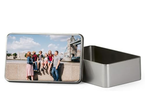 Getagift Personalised with Your Photos/Multi Photo Printed Collage, Memorable Gift Ideas for Family, Friends, Birthday, Rectangular shaped portable metal tin storage box. (1 Photo)