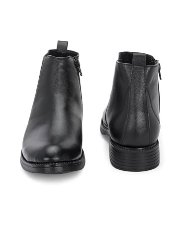 Image of STANPHORD Men Chelsea Ankle Boots | PU Zip Closure | Solid High-Top Casual Semi-Formal | Cushioned Insole | Office Outdoor Travel Wear (TPSL S16)