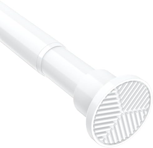 BSYXLSX Gardinenstange ohne Bohren, Teleskopstange Weiß, 71-155cm Ø25mm | Klemmstange für Vorhänge, Duschvorhang & Garderobe. Einfache Montage, robust, flexibel verstellbar