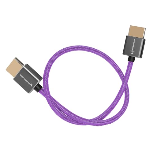 Image of KONDOR BLUE x Geral Undone | Full HDMI 2.0 Type A Male to Male 18 inch Straight Braided Cable | 4K 60Hz 18Gbps, HDR, 3D, Reinforced | for On-Camera Monitors & Recorders + More | Purple