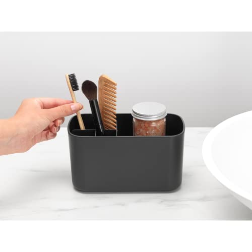 Brabantia-ReNew-Bathroom-Caddy-Dark-Grey-Compartments-for-Toothbrushes-Toothpaste-Soap-etc-Nonslip-Base-and-Drainage-Holes