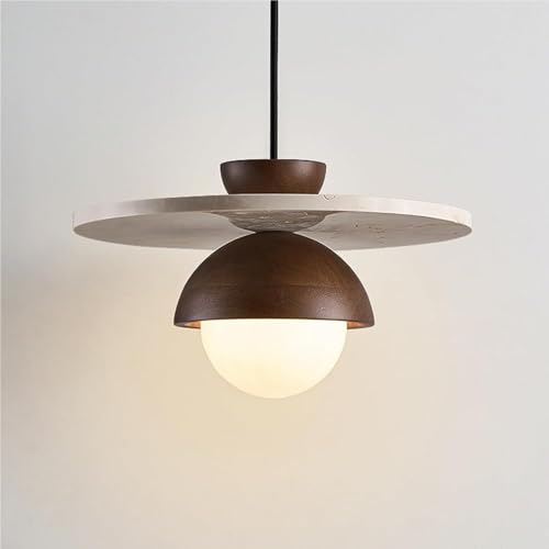 Lámpara de travertino amarillo colgante para iluminar mesa de comedor