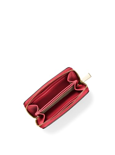 Image of Michael Kors Jet Set Small Zip Around Card Case, Gold-Tone Hardware /Crimson