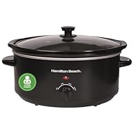 Hamilton Beach 6.5L Family Favourite Slow Cooker, 240W Energy-Efficient Design, Removable Oven-Safe Ceramic Bowl, 3 Heat Settings, Serves 6-8 People, Easy Clean, Black - HBSC070B
