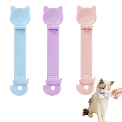 Cat-Treat-Squeeze-Spoons-Set-of-3-Colors-No-Mess-Lickable-Treat-Feeder-for-Popular-Squeeze-Tubes-Strips-Anti-Bite-Prevents-Waste-3-Colors Cat Treat Squeeze Spoons Set of 3 Colors - No Mess Lickable Treat Feeder for Popular Squeeze Tubes & Strips, Anti-Bite, Prevents Waste, 3 Colors - Image 1