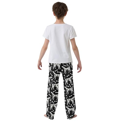 Boys' Pants Dalmatian Dogs Paws Light Black Long Bottoms Jogger Pants Elastic Waist Trousers with Pockets S-XL3