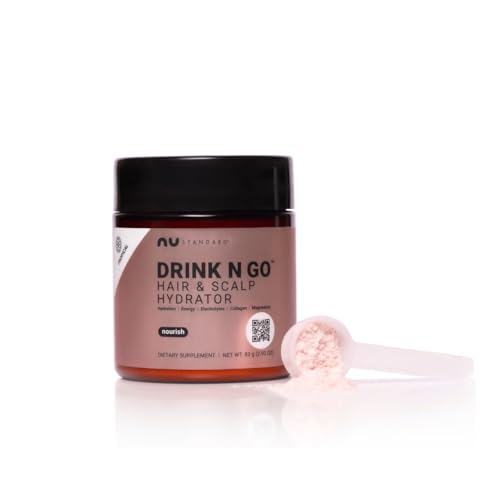 NU Standard DRINK N GO Hair Hydrator for Dry Hair & Scalp - Tropical Electrolyte Powder Stops Shedding -Wild Caught Marine Collagen - BioPerine® - No Salty Aftertaste - 20 Servings