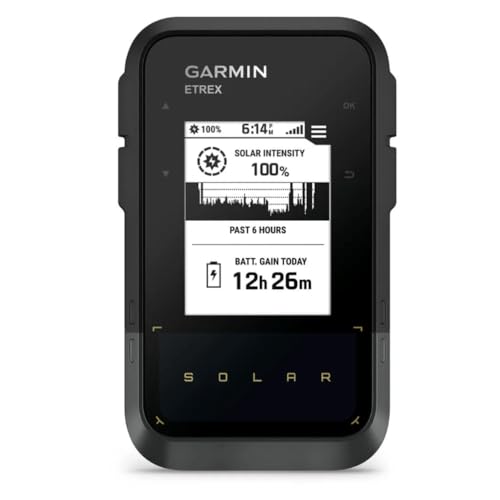 Garmin eTrex Solar, GPS portatile, Ricarica solare, Autonomia potenzialmente infinita, GPS multibandaa, Display da 2,2', Garmin Explore, Bussola elettronica, Geocaching Live, Black