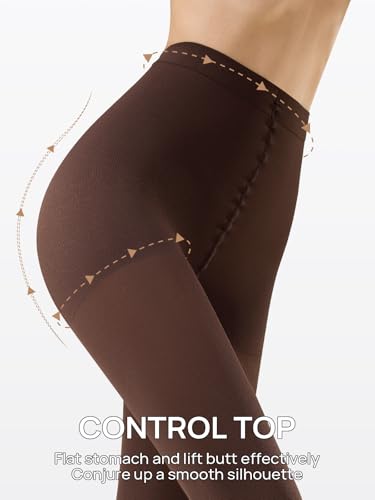 Image of MANZI Women's 2-6 Pairs Opaque Control Top Tights Comfort Stretch Pantyhose