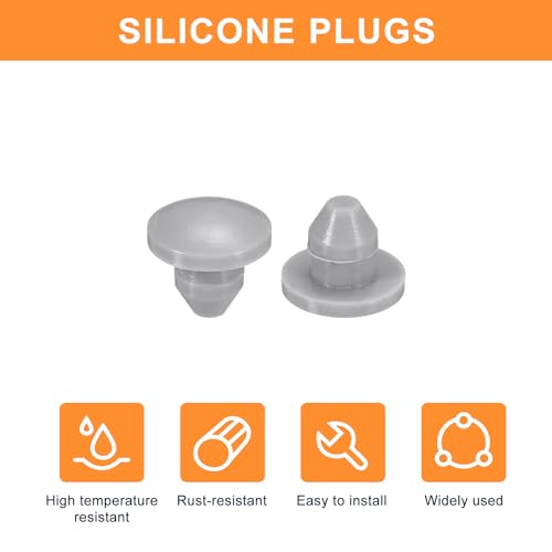 Image of uxcell 28Pcs Silicone Plugs, Rubber Round Snap in Locking Hole Plugs for 3.5-4mm Hole, Hole Stoppers Waterproof Hole Plug for Metal Tube, Furniture End Caps Inserts, Grey