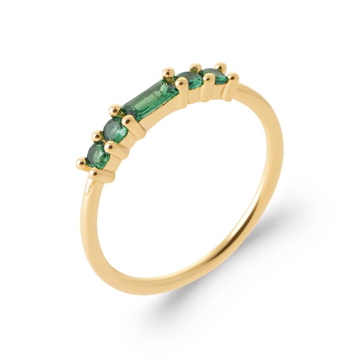 Bague en plaqué or 18 carats et oxydes de zirconium verts pour femme