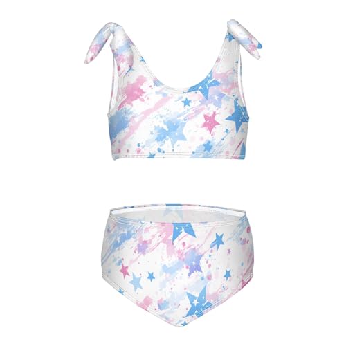 4th July American Independence Day Watercolor Girl Two Piece Kids Bikini Set Quick-Dry Swimsuit Swimwear Adjustable - Main Image